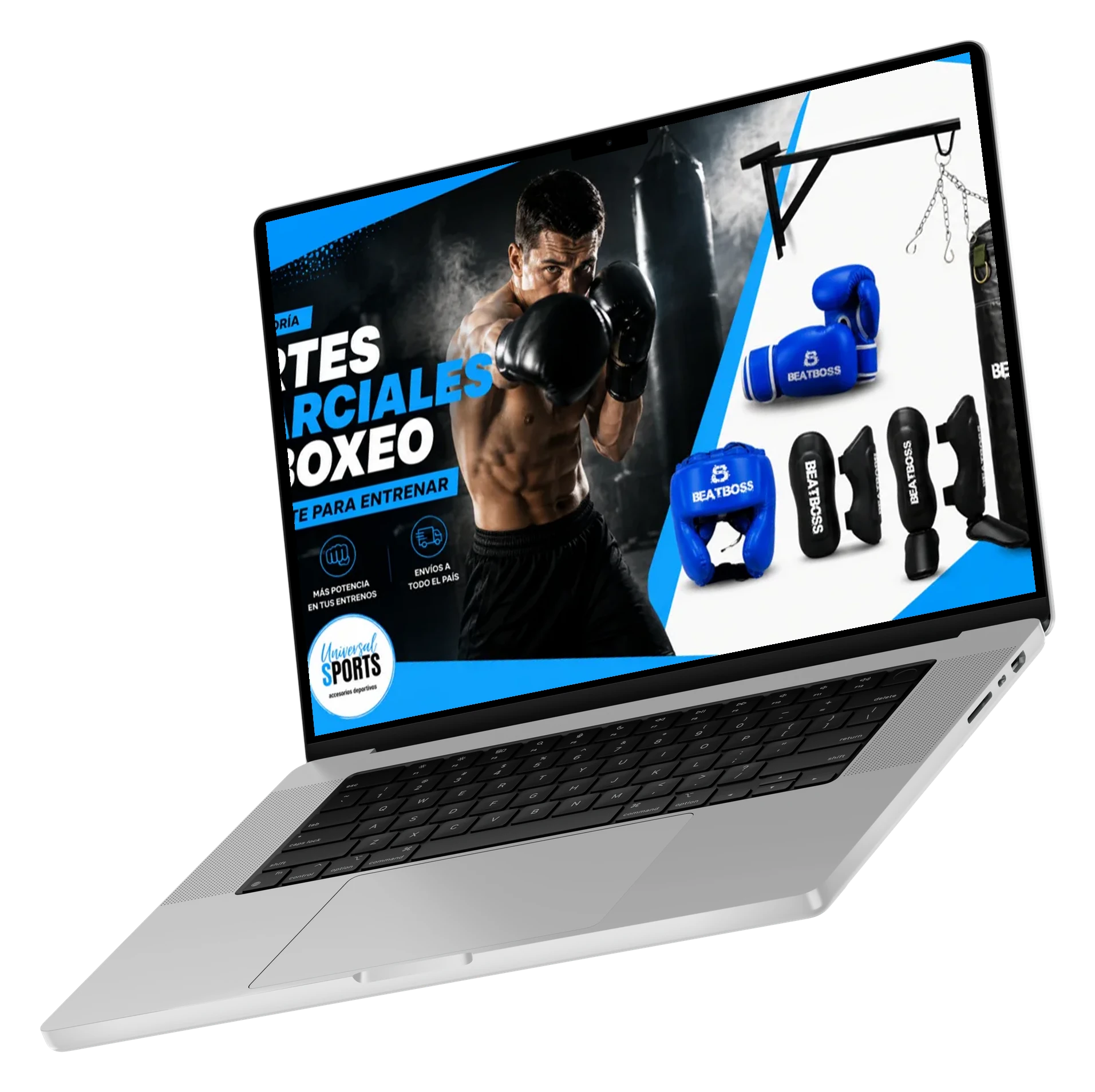 Sitio de Universal Sports en laptop